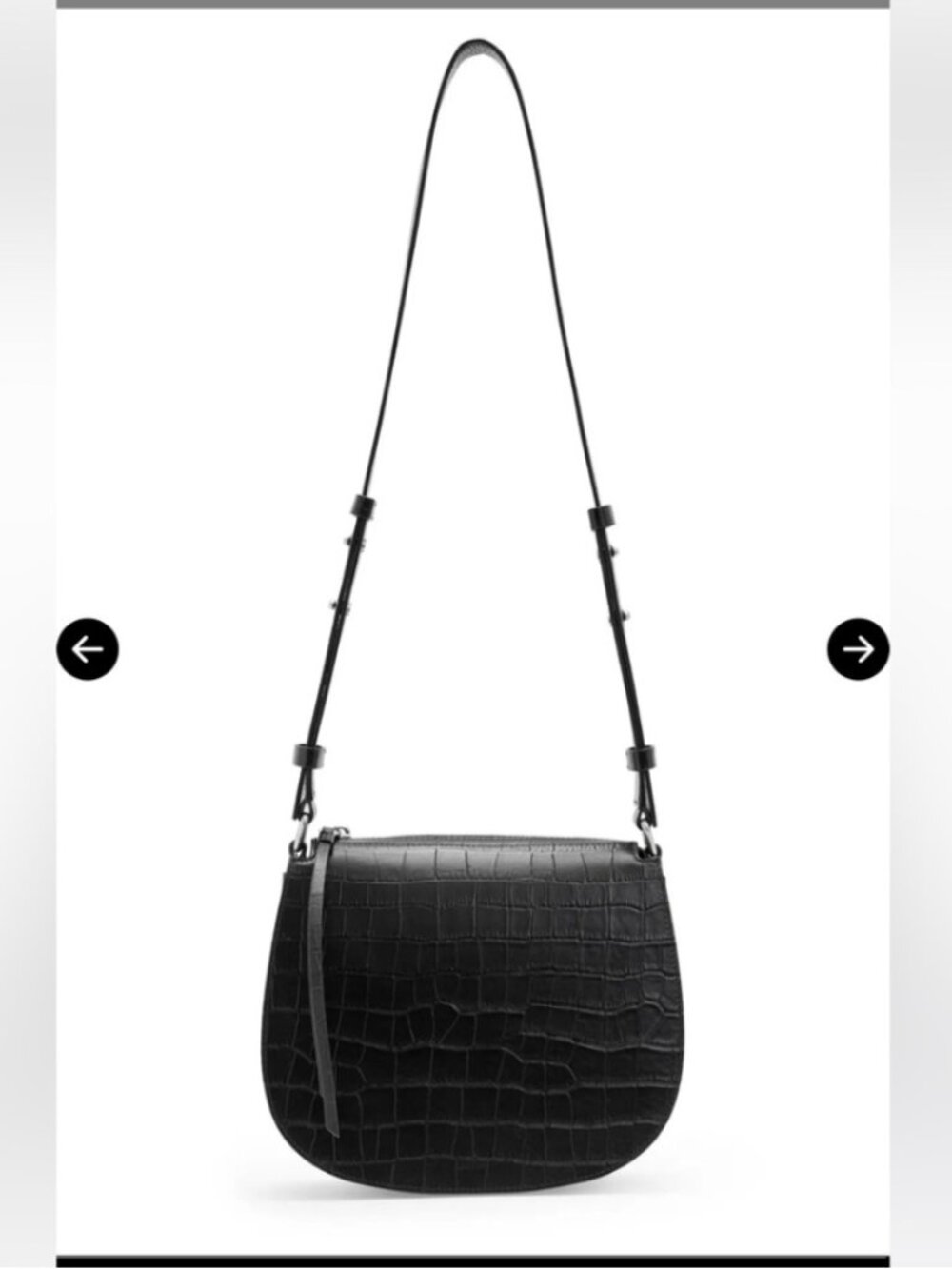 All Saints Captain Croc Embossed Leather Crossbody